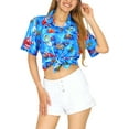 thumbnail image 3 of HAPPY BAY Women's Beach Funny Santa Claus Party Shirt Blouse Short Sleeve Tops Shirts Hawaiian Christmas Tree Blouses for Women L Xmas Tree Gifts, Blue, 3 of 7