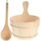 thumbnail image 2 of Sauna Bucket and Ladle Kit 2Pcs Beige Wooden Bathing Bucket with Perfect Sauna Prop, 2 of 2