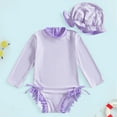 thumbnail image 2 of Hessimy Girl One Piece Swimsuit Cute Swimming Bathing Suit with Adjustable Straps Beach Pool Kids Swimwear,Pool Swimwear（Purple，18-24 Months）, 2 of 6