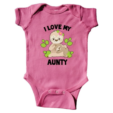 

Inktastic Cute Sloth I Love My Aunty with Green Leaves Gift Baby Boy or Baby Girl Bodysuit