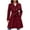 Wine, variant on Women's Lightweight Wool Coat Double Breasted Buttoned A-Line Pleated for Winter