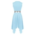 thumbnail image 4 of Alvivi Womens Liturgical Praise Dance Worship Irregular Hem Sleeveless Color Block Lyrical Dance Dress Light Blue XXL, 4 of 6