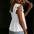 thumbnail image 4 of hotojiny Peplum Tops for Women Ruffle Sleeve Summer Flowy Blouse Square Neck Loose Fit T-Shirts for Beach Travel, 4 of 7