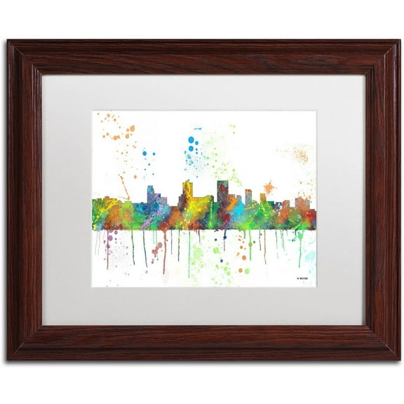 Trademark Fine Art "Springfield Illinois Skyline Mclr-1" Canvas Art by Marlene Watson, White Matte, Wood Frame