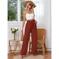 thumbnail image 2 of Chiclily Women's Wide Leg Pants with Pockets Brown 2XL Casual Work Trousers with Removable Belt, 2 of 8