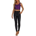 thumbnail image 2 of INSPIRE CHIC Women's Metallic Sequin Crop Top Sparkle Glitter Sleeveless Party Club Tank Top XS Purple, 2 of 6