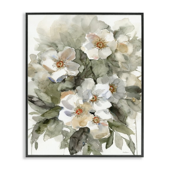 Stupell Industries Abstract Floral Bundle Plants & Flowers Painting Black Framed Art Print Wall Art, 11 x 14