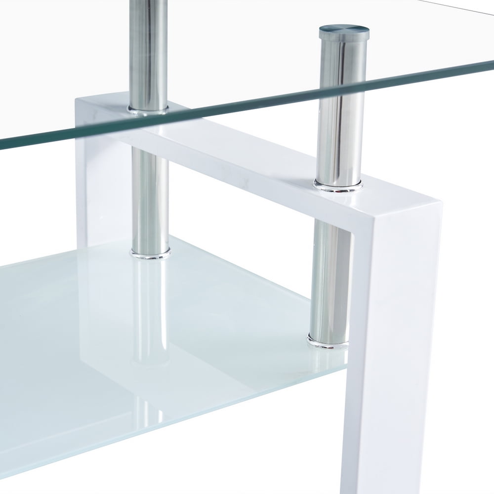 Private Jungle 110*60*45.5cm Double-Glazed Dining Table Stainless Steel Table Legs,White