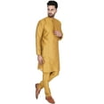 thumbnail image 5 of SKAVIJ Art Silk Kurta Pajama Set for Men Indian Wedding Party Wear Dress (Medium, Gold), 5 of 6
