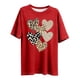 thumbnail image 3 of Tejiojio Women's Plus Size T-shirt Valentine's Day Heart Print Round Neck Short Sleeve Tops Spring Summer XL-5XL, 3 of 4