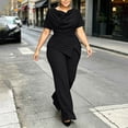 thumbnail image 6 of Cagogo Women Plus Size 2 Piece Set Casual Summer Cruise Outfits Loose Short Sleeve Crew Neck Tops Comfy Pants Matching Lounge Sets Tracksuits Travel Airport Clothes, Black 4XL, 6 of 6