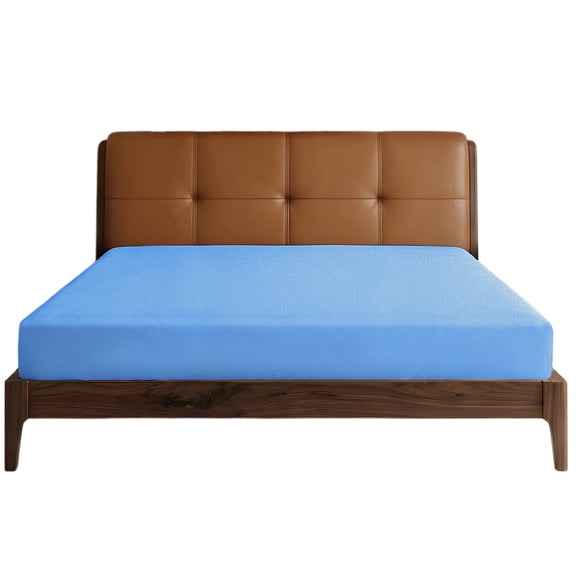 Lirex Full Size Fitted Sheet, 100% Cotton Deep Pocket Bed Sheet, Soft Breathable Sky Blue