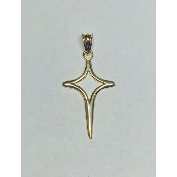 14 Karat Yellow Gold Freeform Modern Cross Pendant