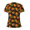 thumbnail image 3 of Uemuo Orange Pumpkin Drawing Women's Deep V-Neck Low Cut Tops - Casual Loose Fit with Stainless Steel Loop, Soft, Breathable, Perfect for Office, Travel, and Daily Wear-Large, 3 of 5