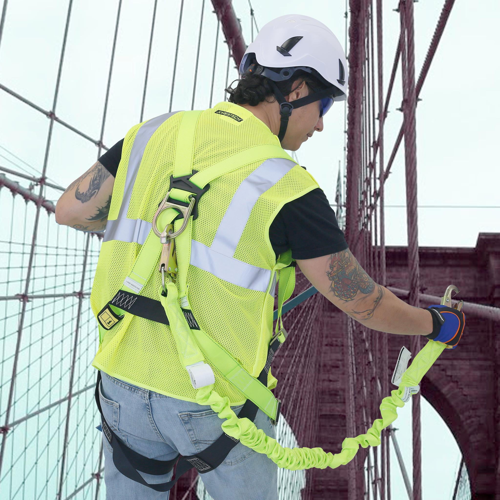 JORESTECH Single Leg Internal Shock-Absorbing Lanyard with Snap Hooks