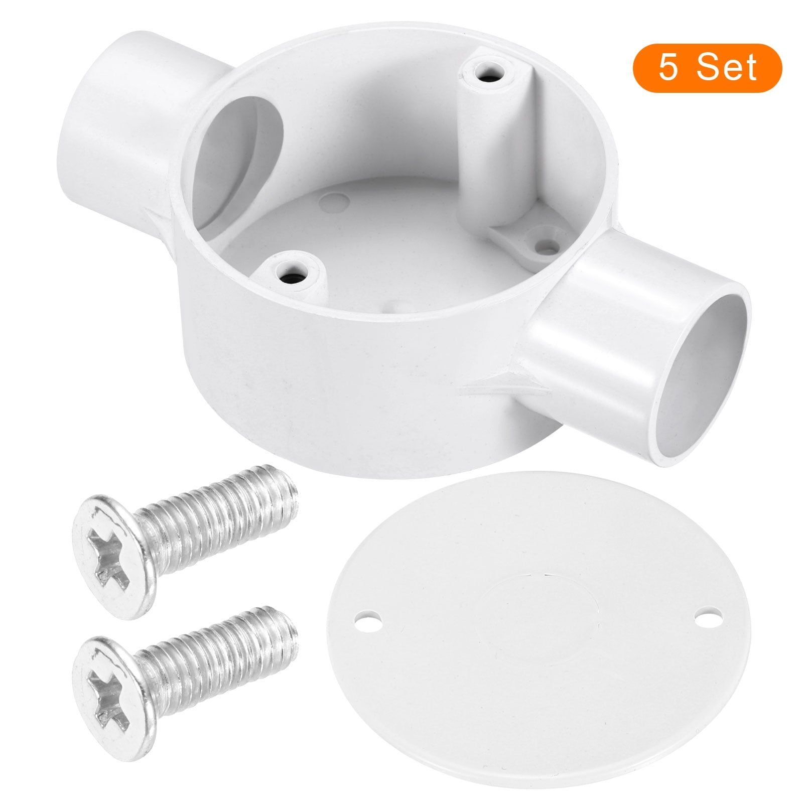 5Pcs Conduit Box Junction Box 2 Way 25mm with Cover, M4 Screws for Hose
