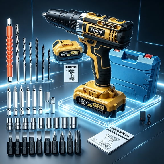 Cordless Drill Driver Set, 2 Speed High Power Drill Kit with Batteries Charger and Storage Bag