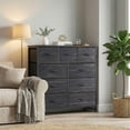 thumbnail image 7 of CONCETTA 9-Drawer Fabric Dresser Storage Chest for Bedroom, Closet, Storage Furniture for Adults, Black Wood, 7 of 7