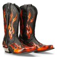 thumbnail image 2 of New Rock 7921-S2 Leather Black Red Flame Cowboy Leather Gohic Punk Rock Boots 42, 2 of 8
