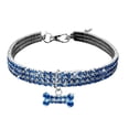 thumbnail image 1 of Methold Collar elástico de cristal ostentoso para mascotas, colgante en forma de hueso, accesorios elásticos para mascotas Suministros para perros azul METRO, 1 of 6