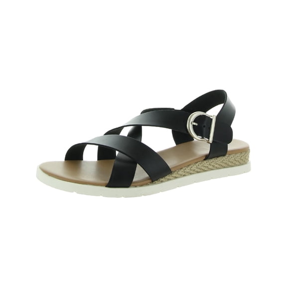 White Mountain Womens Evolve Faux Leather Woven Flat Sandals