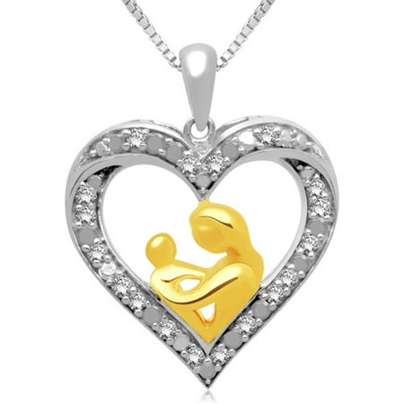 Two Tone 1/4cttw Mom Dia Pendant