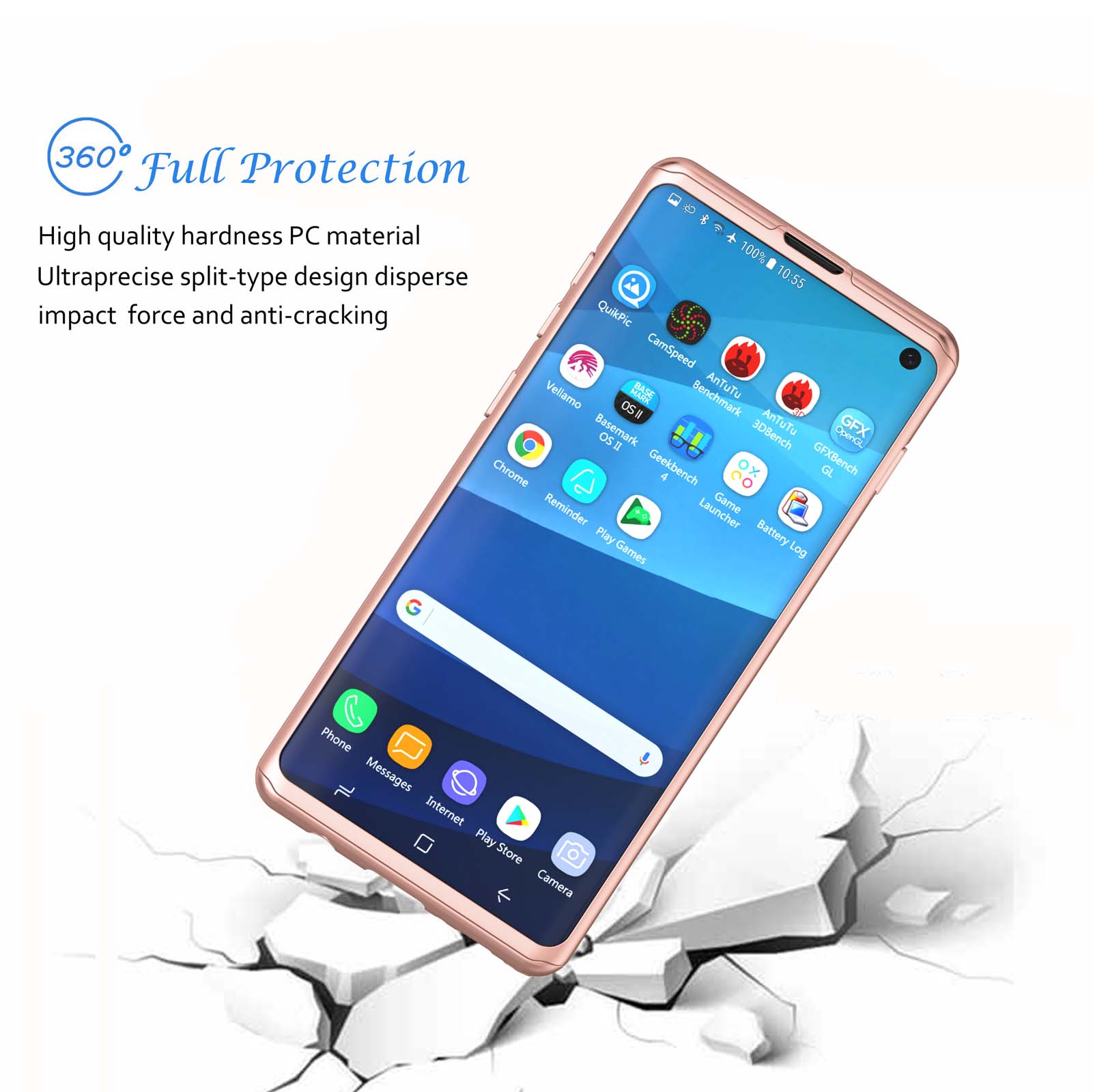Samsung Galaxy S10 Case, Case For Galaxy S10, Galaxy S10 Screen Protector, Njjex Thin Premium Dual Layer Hard Case for Galaxy S10 with Tempered Glass Screen Protector For Galalxy S10 6.1"-Gold - image 3 of 5