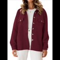 thumbnail image 2 of Chaqueta Informal de Otoño para Mujer, de Larga, con Botones, Holgada y Ligera, con Bolsillos. Vino Tinto L, 2 of 7