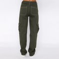thumbnail image 5 of BRDFRL Cargo Pants for Women High Waisted Casual Pants Baggy Wide Leg Trousers Y2K Streetwear with 6 Pockets Army Green S, 5 of 8