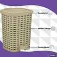 thumbnail image 4 of Superio Small Outdoor Trash Can with Lid for Dog Poop 6 Liter - 1.5 Gallon Plastic Beige Wicker Mini Waste Basket, 4 of 6