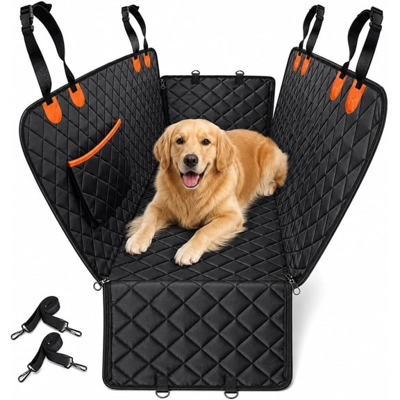 Xekoro Dog Car Seat Cover, Waterproof Hard Bottom Dog Car Back Seat Hammock for Pets, 600D Oxford Heavy Duty Non-Slip Pet Protector for Cars, SUVs and Trucks