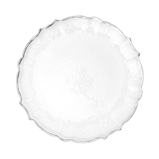 Simply Elegant 13-inch Clear Glass Round Charger Plates (4-Set) with Scalloped Edge in Metallic ...
