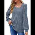thumbnail image 3 of Camisas Tipo Túnica para Mujer, Camisas Holgadas de Larga, Camisas de Cuello Cuadrado Azul Mar S, 3 of 8