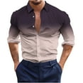 thumbnail image 2 of cllios Button Down Shirts for Men Big and Tall Long Sleeve Beach T Shirts Trendy Gradient Color Work Tees Regular Fit Lapel Blouse Tops Prime, 2 of 5