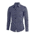thumbnail image 2 of Camisa de Hombre INSPIRE CHIC con Patrón de Lunares, Cuello de Punta, Manga Larga, Botones, Talla 46, Azul Marino, 2 of 7