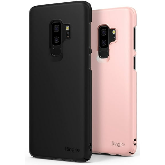Ringke Slim (1 1 Pack) Case Compatible with Samsung Galaxy S9 Plus, PC Hard Skin Thin Cover - Black Peach Pink