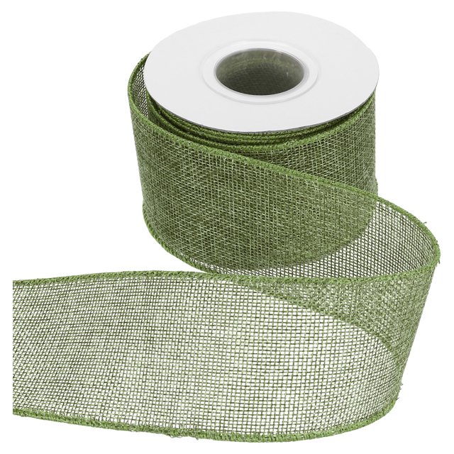 Cinta de alambre de yute Uxcell de 2-1/2" x 10 yardas, cinta de borde con alambre, correa tejida, verde oscuro
