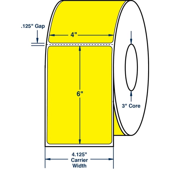 Compulabel 520383, 4" x 6" Pantone Yellow Direct Thermal Labels