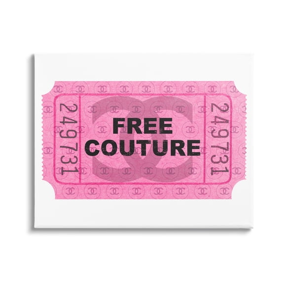 Stupell Industries Free Couture Pink Ticket Stub Beauty & Fashion Painting Gallery Wrapped Canvas Print Wall Art