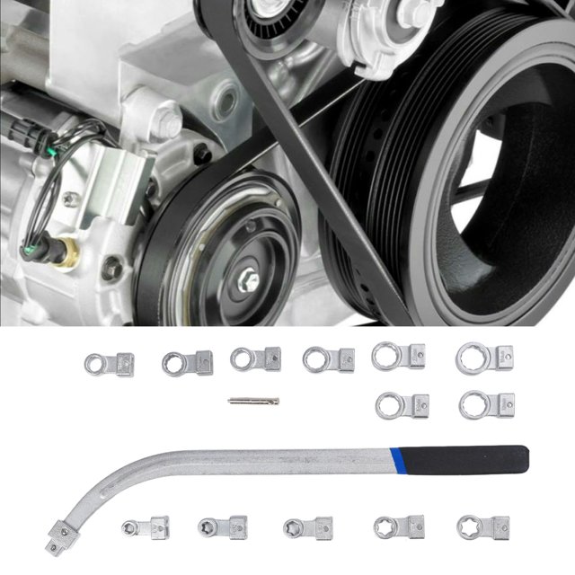 Auxiliary Timing Belt Tensioner Pulley Wrench Set, 15PCS Belt Tensioner Pulley Tool Kit Multiple Adapters Enduring with Storage Box for Automotive Repair