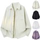 thumbnail image 2 of Mens Camisas de Manga Larga Casual Color Sólido Botón Abajo Camisa Chaqueta con Bolsillo, Blusa de Cuello de Giro para el Uso Diario, 2 of 8
