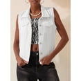thumbnail image 5 of LMLYSoH Women's Classic Washed Denim Vest, Sleeveless Solid Color Button Down Jean Jacket, 5 of 9