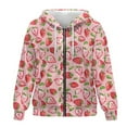 thumbnail image 4 of FOR U DESIGNS Pink Strawberry Zipper Hoodies for Women Oversized Sweatshirts for Women Loose Fit Hoodie Size M Long Sleeve Hooded Cardigan Jacket for Women Sportswear, 4 of 7