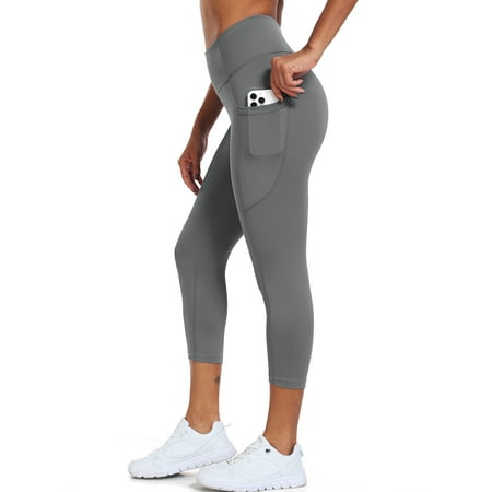 Condition photo showing Good Condition for neleus womens high waist capri yoga leggings cropped pant for workout with two pockets gray us size xl