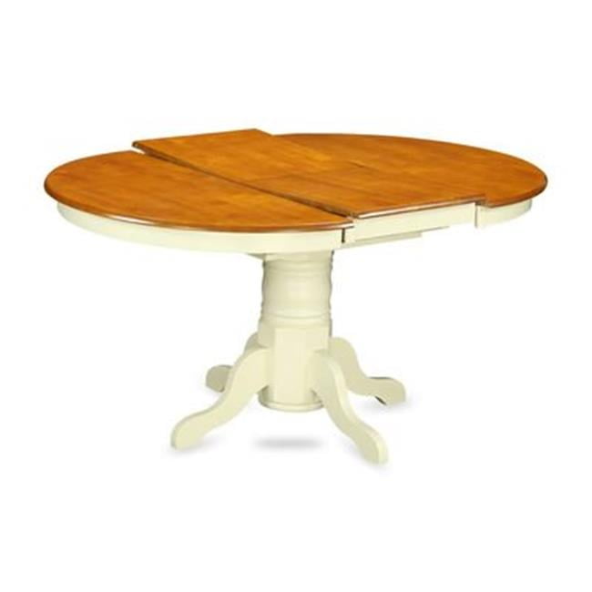 East West Furniture AVT-WHI-TP Avon Oval Table with 18 in. Butterfly Leaf - Buttermilk & Cherry Finish