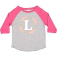 thumbnail image 3 of Inktastic Monogram Letter L Rose Floral Wreath Gift Girls Toddler T-Shirt, 3 of 5