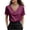 Purple#125, variant on Stichou Womens Satin Blouse Elegant V Neck Ruched Silk Shirts Short Sleeve Trendy Office Work Shirt Dressy Casual Tops Beige M