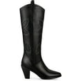 thumbnail image 5 of Ferwind Women's Cowboy Boots Western Knee-High Stiches and Studded Adult Black  6 Wide, 5 of 7