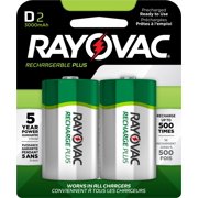 Angle View: RAYOVAC D 2-Pack RECHARGEABLE PLUS Batteries, PL713-2 GENE