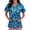 02-Cyan, variant on Women V Neck Cartoon Print Short Sleeve Scrub Tops, Pocket Side Split Care Worker Uniform Shirts 10-Navy L